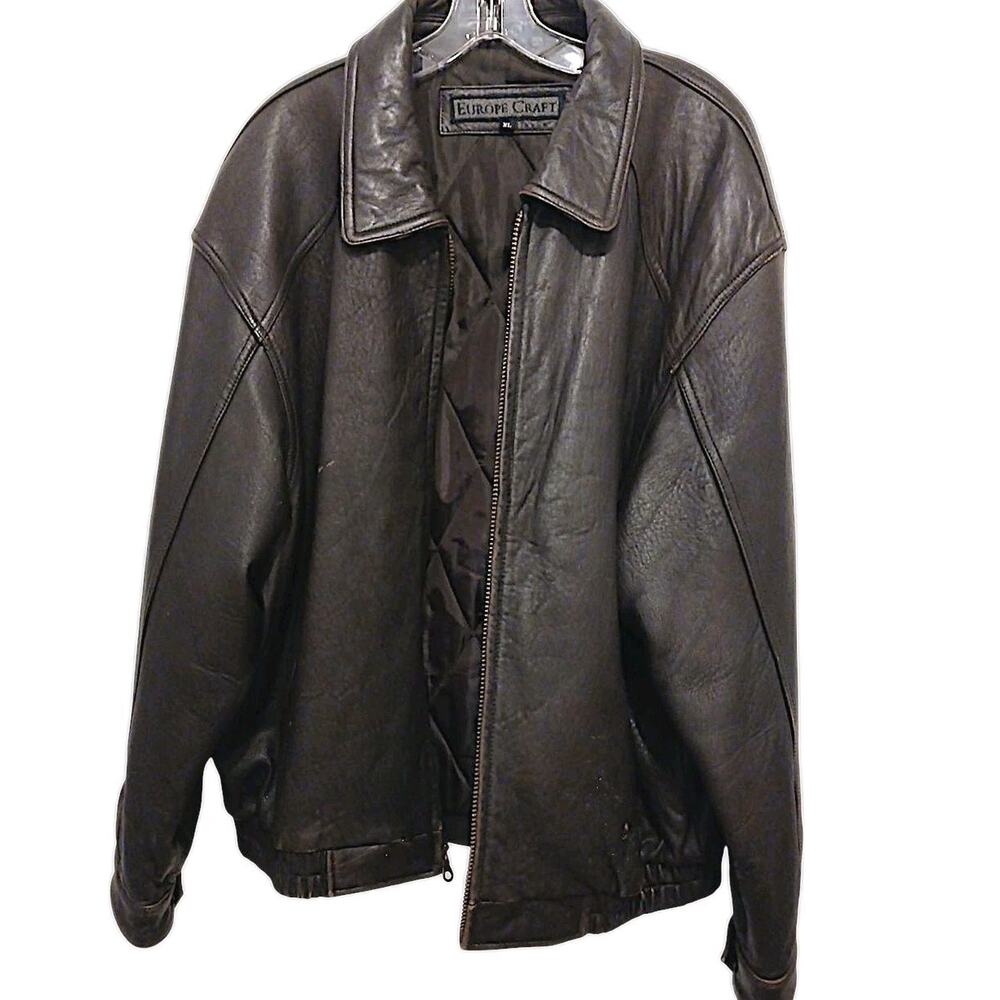 Vintage Brown Leather Jacket Top Gun Sz XL Tom Cruise  Oversized Moto Aviator